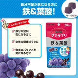 UHA Gummy Supplement Iron & Folic Acid Acai Mix Flavor 40pcs