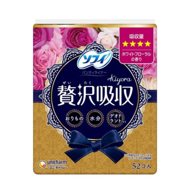 Sofy Kiyora Luxurious Absorption Panty Liner White Floral Fragrance 52pcs