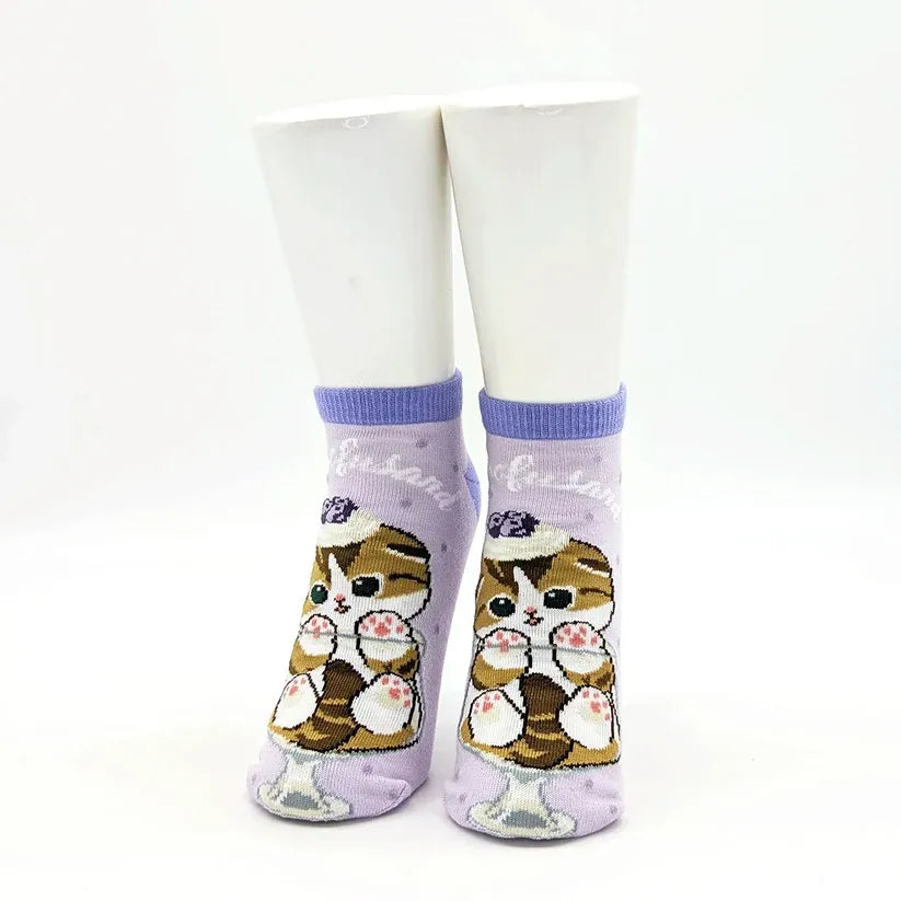 Mofusand Ankle Socks Cat Parfait Blueberry