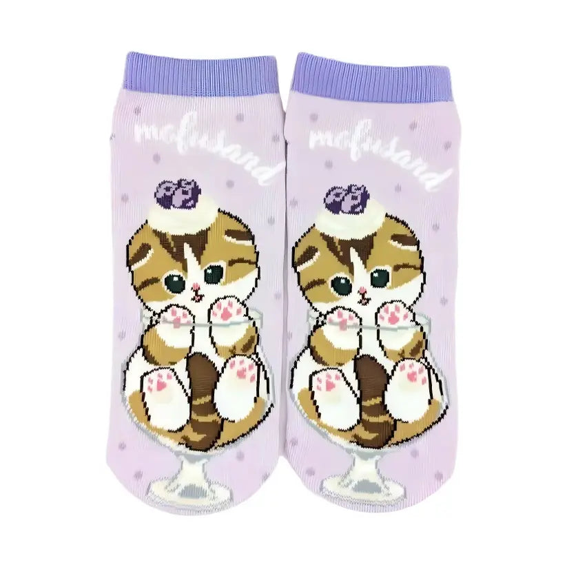 Mofusand Ankle Socks Cat Parfait Blueberry