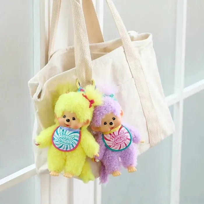 Monchhichi Girl Sweet Lollipop Charm Keychain Purple