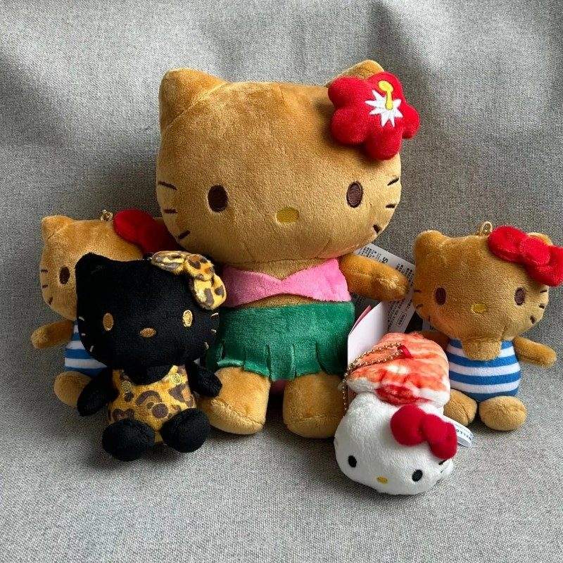 Sanrio三丽鸥黑皮Hello Kitty坐姿玩偶草裙