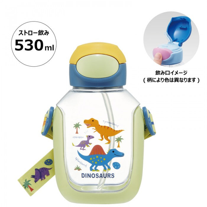 Skater One-Push Straw Bottle Dinosaur 530ml