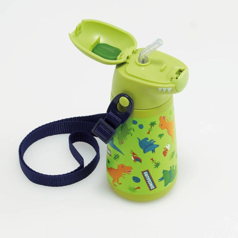 Skater Straw Stainless Steel Bottle Dinosaur 420ml