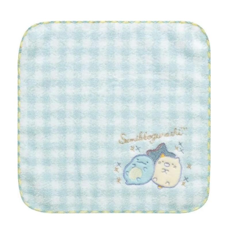 San-X Embroidered Mini Towel Sumikko Gurashi Dreaming Idol Tokage & Neko Blue