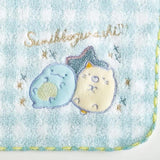 San-X Embroidered Mini Towel Sumikko Gurashi Dreaming Idol Tokage & Neko Blue