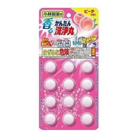 Kobayashi小林制药下水道疏通剂排水道口除臭泡腾片蜜桃味 12枚