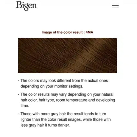 Hoyu Bigen Cream Tone Grey Hair Dye #4MA Maroon Brown