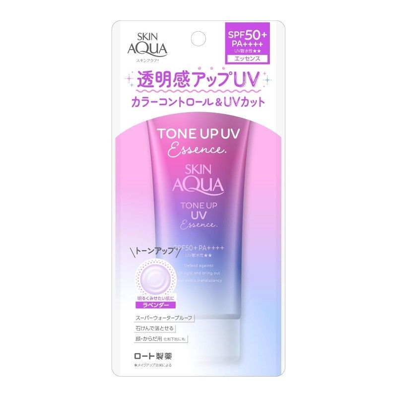 Rohto Skin Aqua Tone Up UV Essence Sunscreen Lavender SPF50+ 80g
