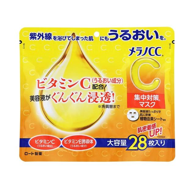 Rohto乐敦Melano CC亮白VC补水面膜保湿修复 28片