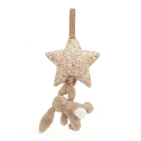 Jellycat害羞米色小兔拉绳星星