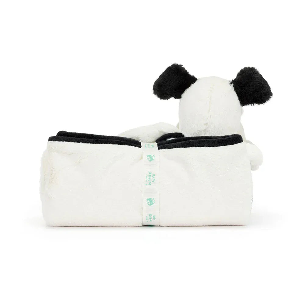 Jellycat害羞黑白小狗安抚毯子