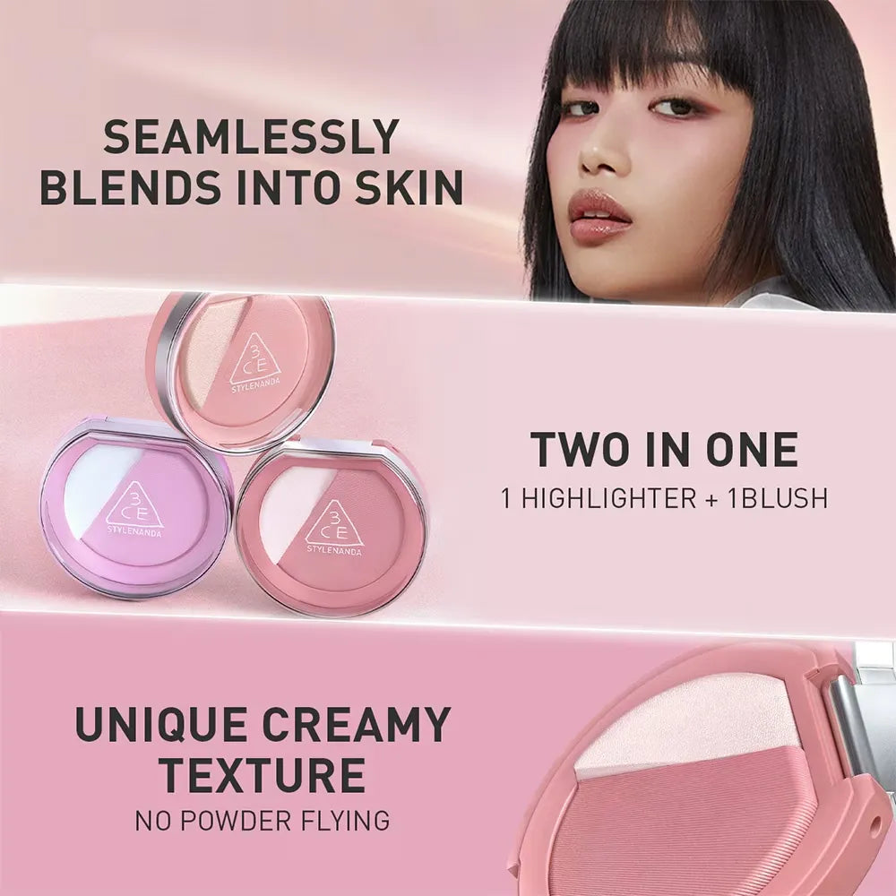 3CE焕妆腮红高光二合一#不羁杏茶