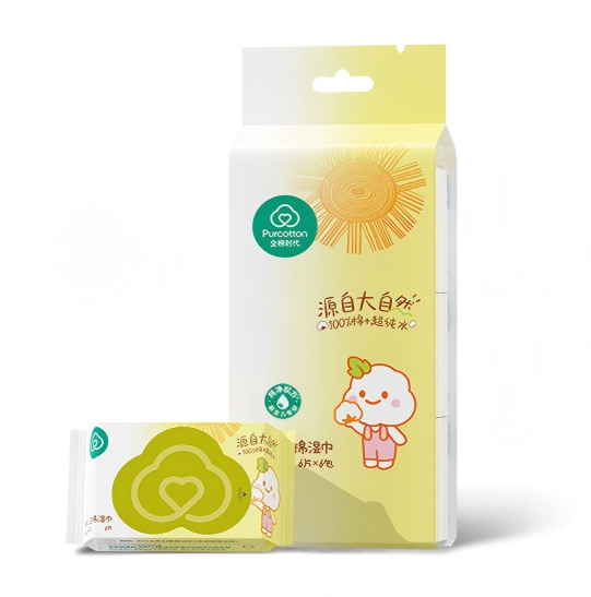 Purcotton Cotton Baby Mini Wipes For Hand & Mouth 6pcs*6