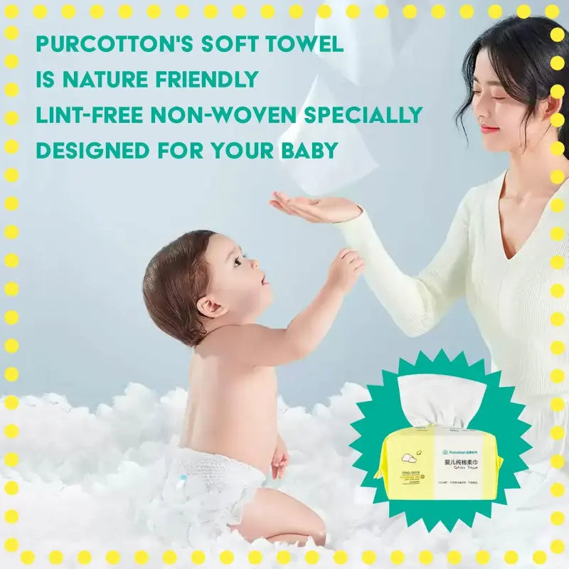 Purcotton Pure Cotton Baby Tissues Size S 1 Pack