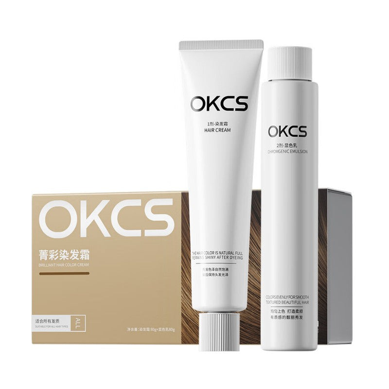 OKCS Brilliant Hair Color Cream Flax Grey Brown 80g*2