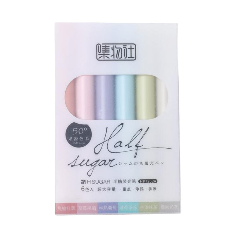 Jiwusha集物社果酱色系半糖荧光笔套装HP7252A 6支