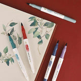 Jiwusha Dual Ended Hand Painted Brush Kahverengi