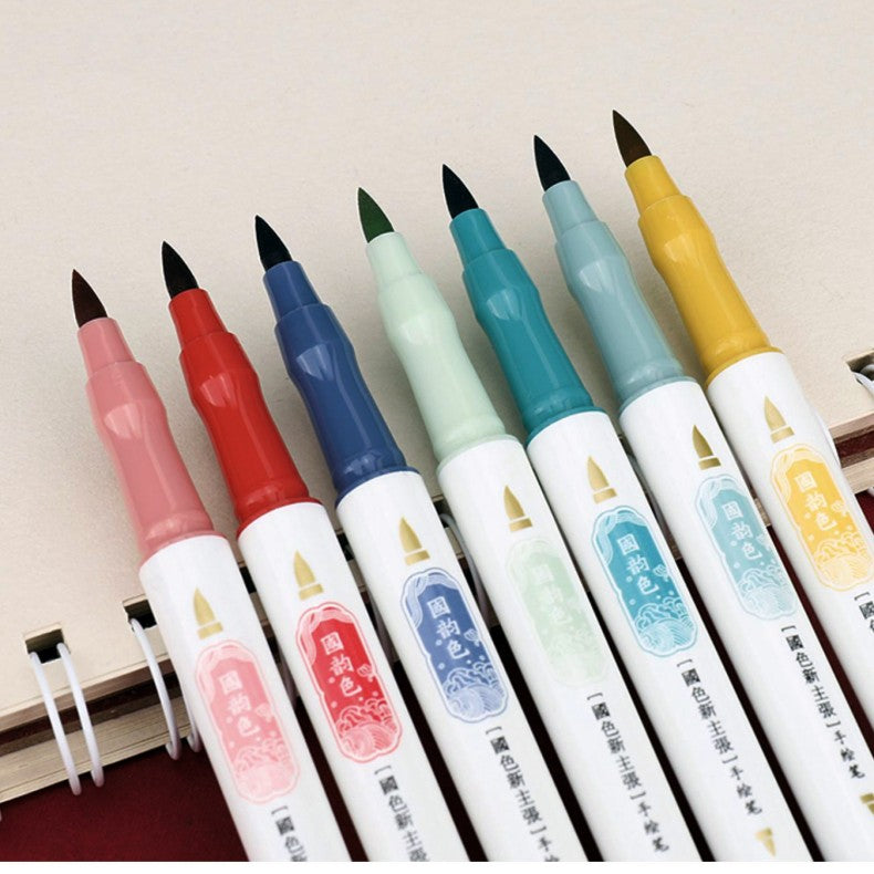 Jiwusha Dual Ended Hand Painted Brush Kahverengi