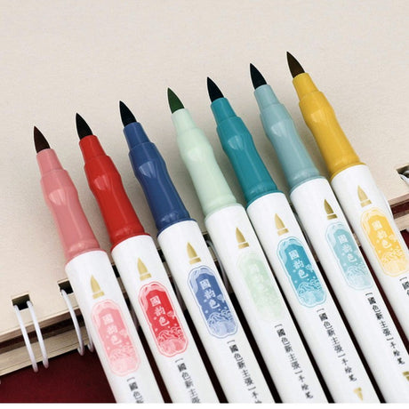 Jiwusha Dual Ended Hand Painted Brush Kahverengi