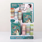 Jiwusha Black Ink Gel Pen Set Travel Diary 6pcs