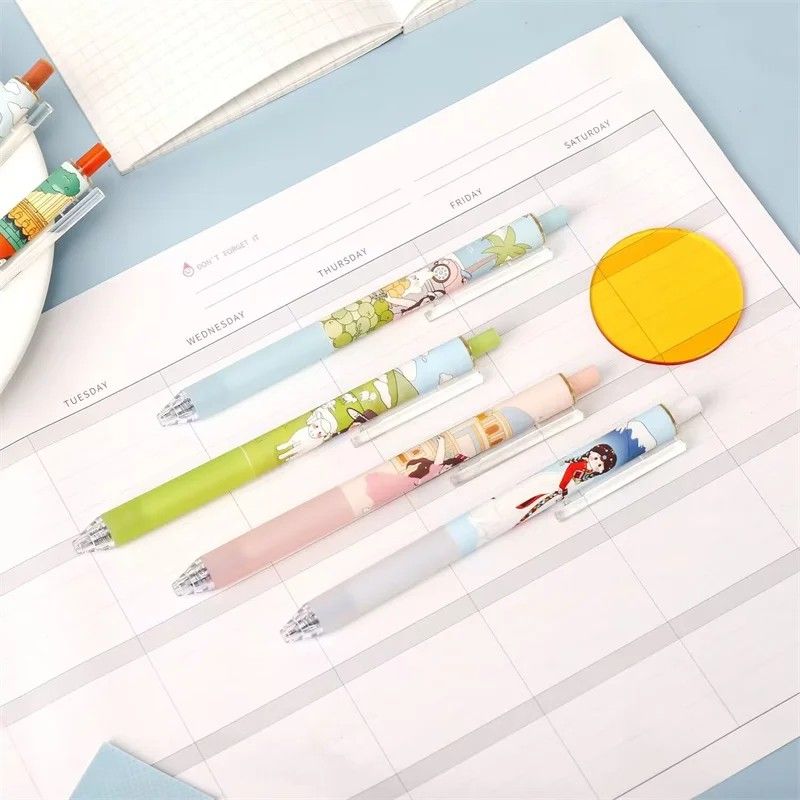 Jiwusha Black Ink Gel Pen Set Travel Diary 6pcs