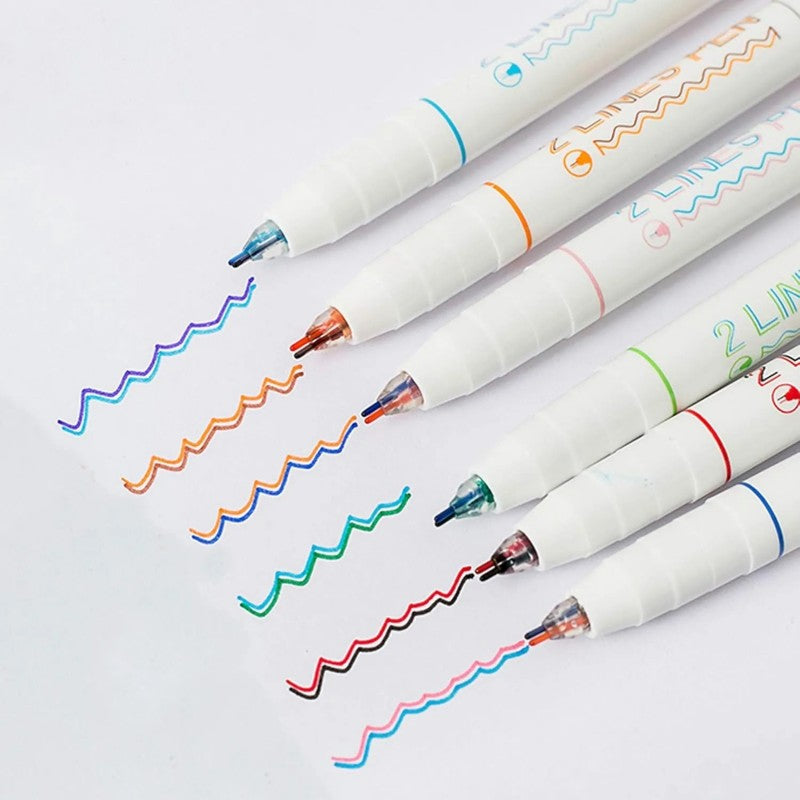 Jiwusha Double Color Outline Pen Red & Black 1pcs