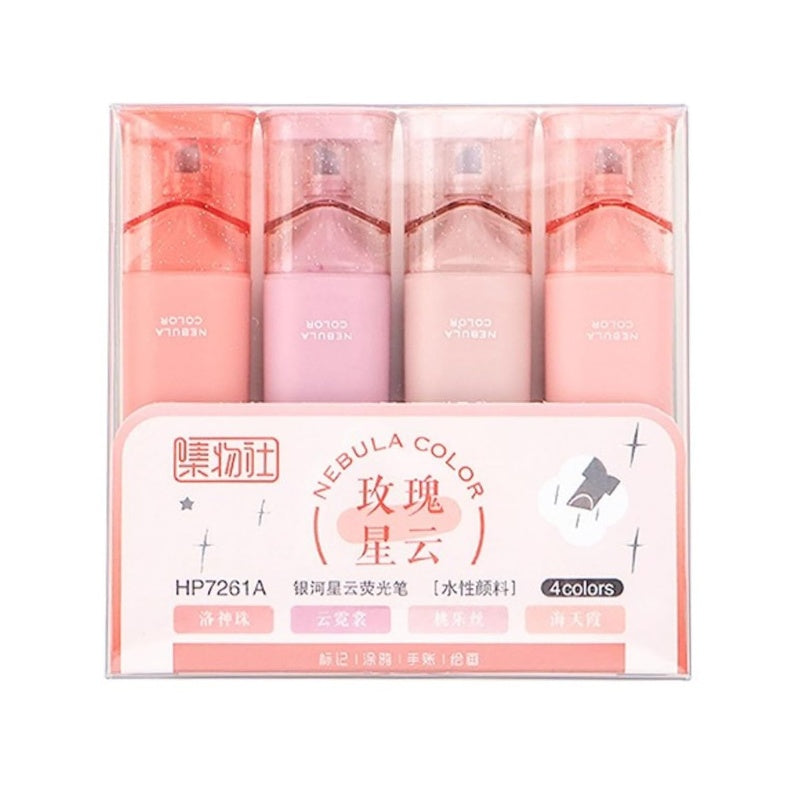 Jiwusha集物社银河星云闪光荧光笔套装玫瑰星云7261A 4支