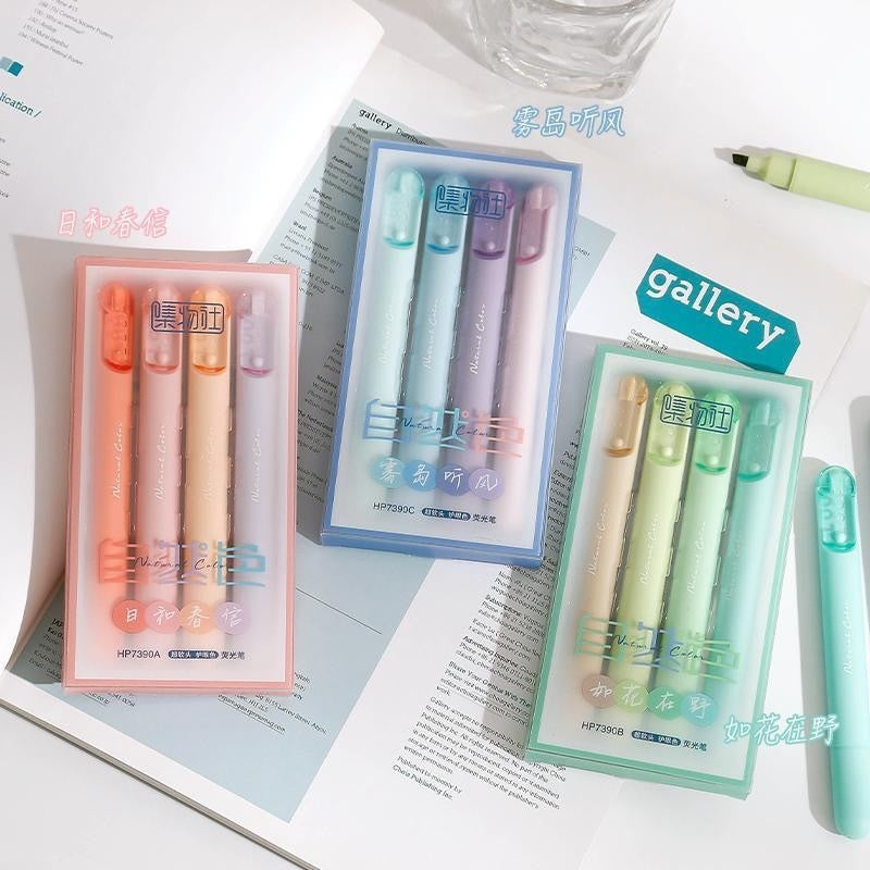 Jiwusha Natural Color Highlighter Pen 7390C 4pcs