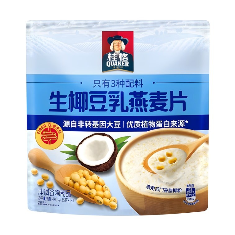 Quaker Instant Coconut Bean Milk Oatmeal 490g