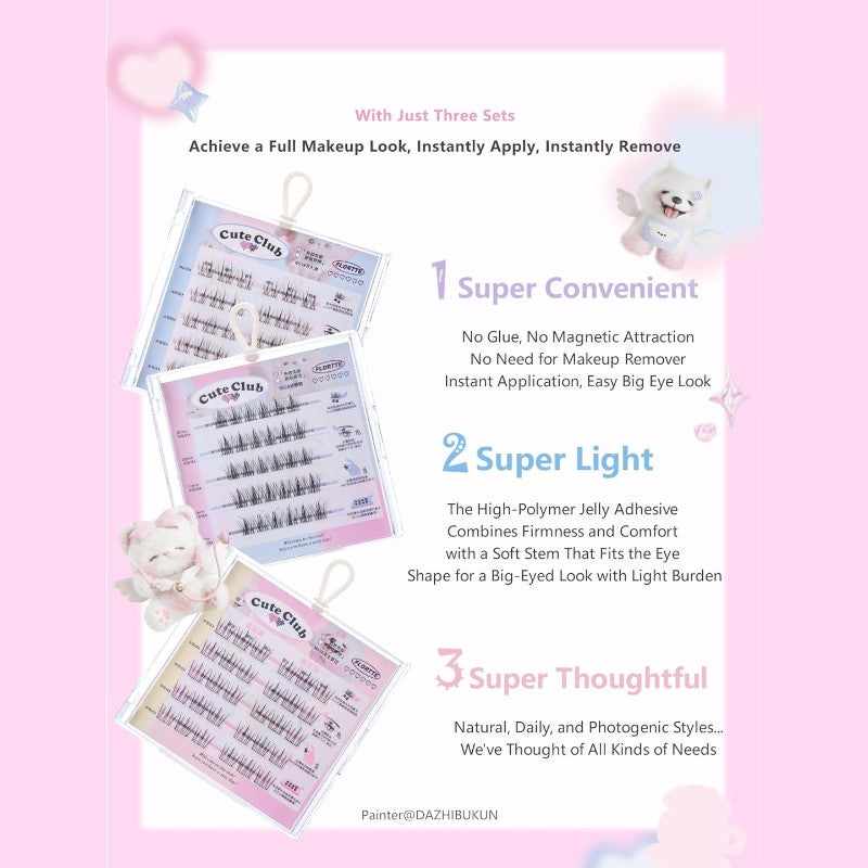 Flortte Super Beauty Series Adhesive-Free False Eyelashes Adorable Cheeks