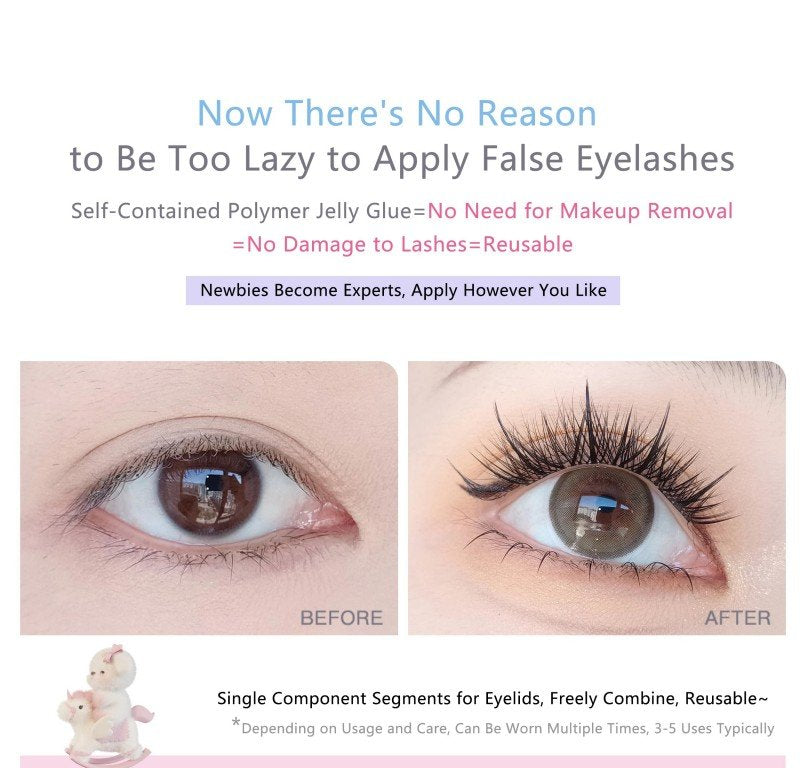 Flortte Super Beauty Series Adhesive-Free False Eyelashes Adorable Cheeks