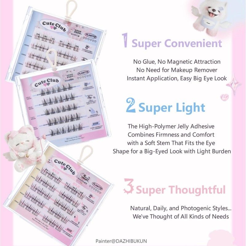 Flortte I Am Super Beauty Glue-Free False Lashes #N06 Lazily