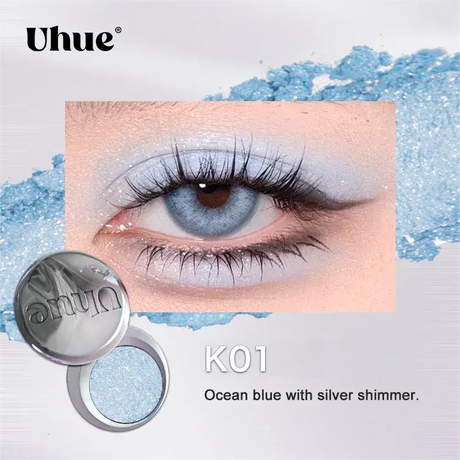 Uhue Y3K Single Eyeshadow Cream #K01 Ocean Blue With Silver Shimmer