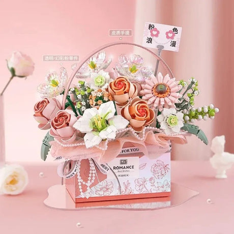 Loz Building Block Set Pink Rose Bouquet Clamp NO.1951