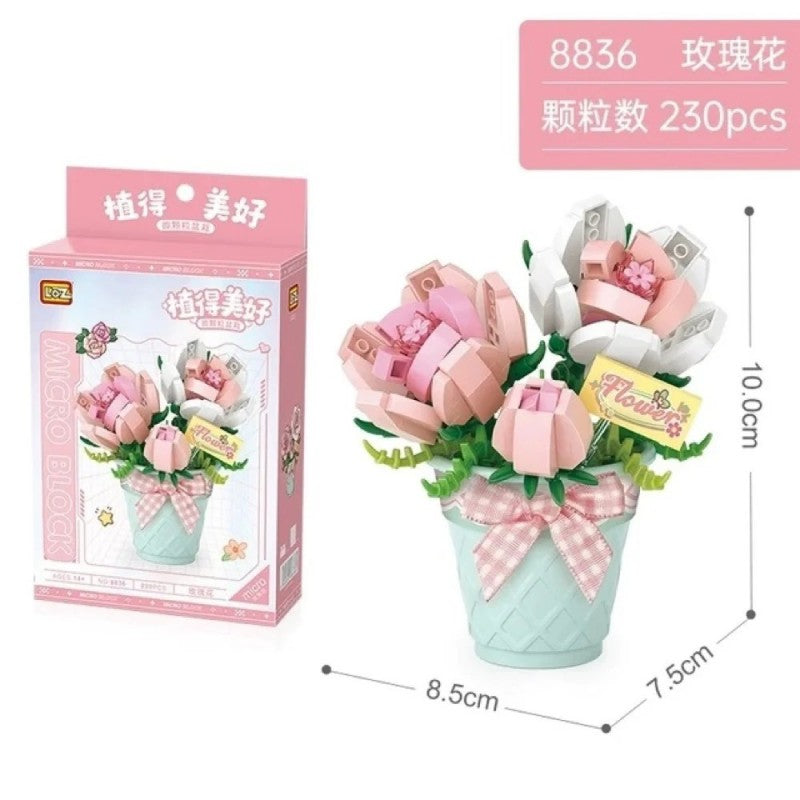 Loz Flowers Home Decor Mini Building Blocks Rose NO.8836