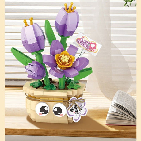 Loz迷你盆栽积木摆件郁金香NO.8842