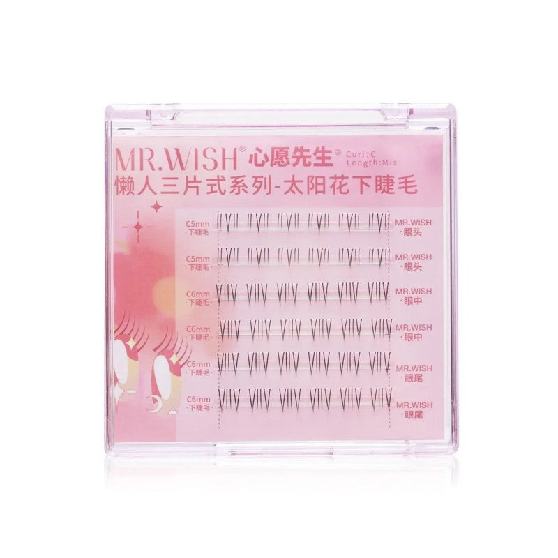 MR.Wish心愿先生懒人三片式假睫毛#太阳花下睫毛 自然款6排 (内赠胶水)