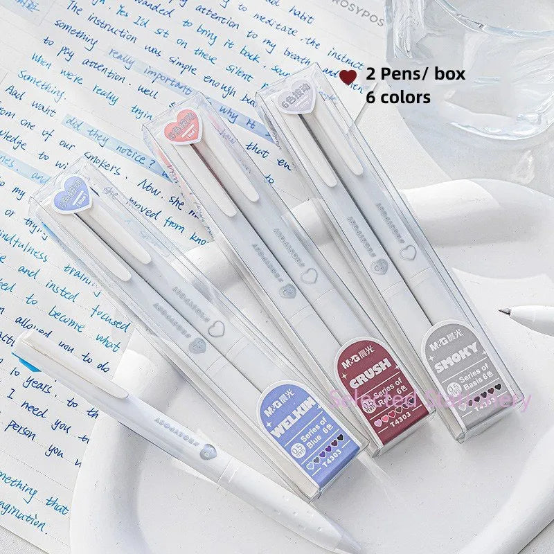 Rosy Posy Tint Press 6-color Button Neutral Gel Pen Blue 2pcs