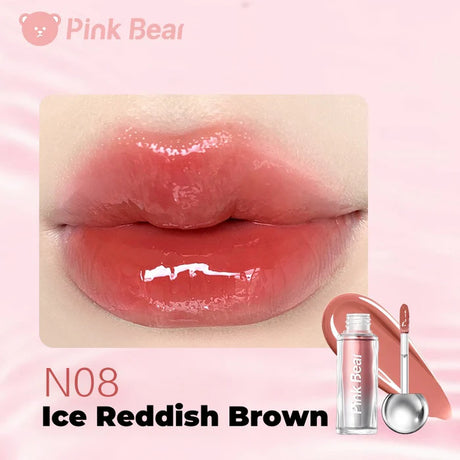 Pink Bear Mini Bulb Moist Mirror Lip Gloss #N08 Ice Reddish Brown