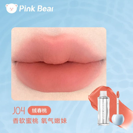 Pink Bear皮可熊水感柔雾爆水唇泥#J04绒春桃