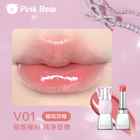 Pink Bear皮可熊蝴蝶结水精华口红#V01樱花贝母
