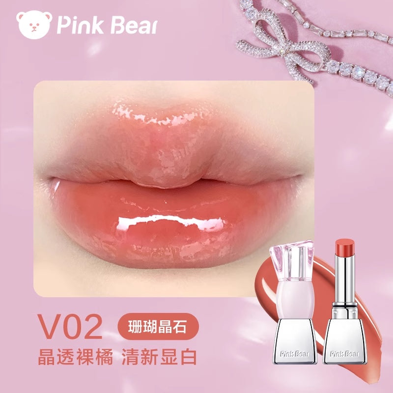 Pink Bear皮可熊蝴蝶结水精华口红#V02珊瑚晶石