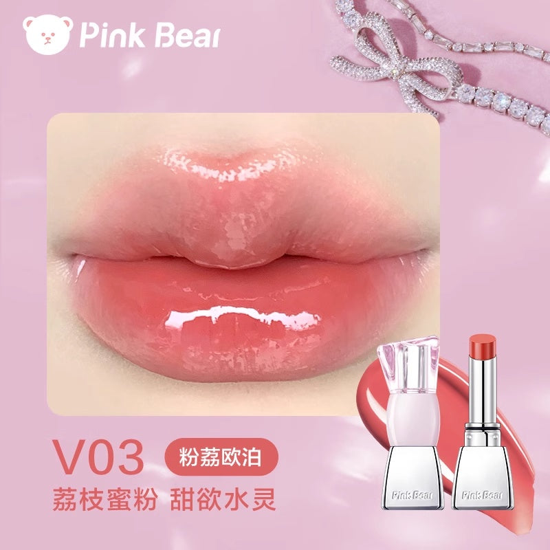Pink Bear皮可熊蝴蝶结水精华口红#V03粉荔欧泊