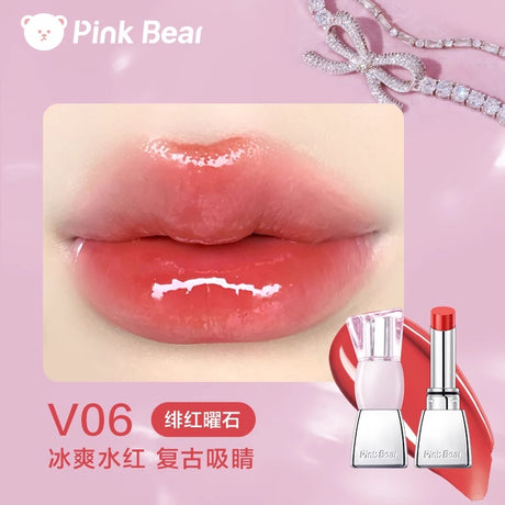 Pink Bear皮可熊蝴蝶结水精华口红#V06绯红曜石