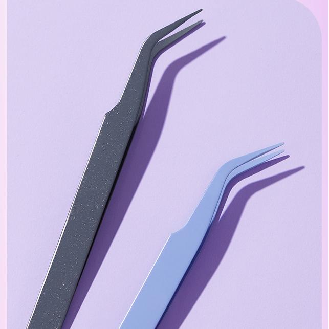 BQI Non-Stick Eyelash Extension Tweezers Black B7288-1