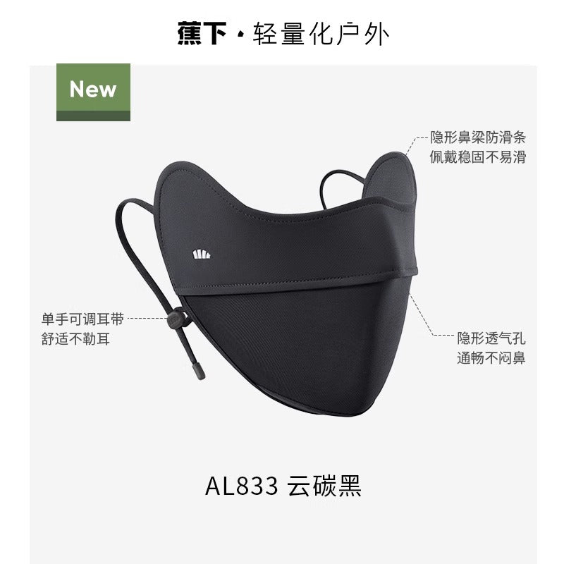 Beneunder Sun Protection Anti-UV Face Cover Mask Cloudy Black
