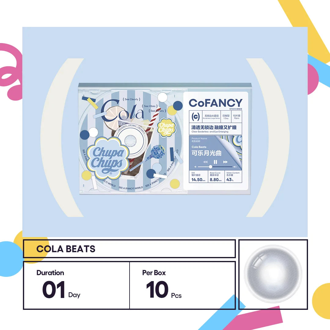 CoFancy Chupa Chups 1-Day Colored Contact Lens Cola Beats ±000 10pcs