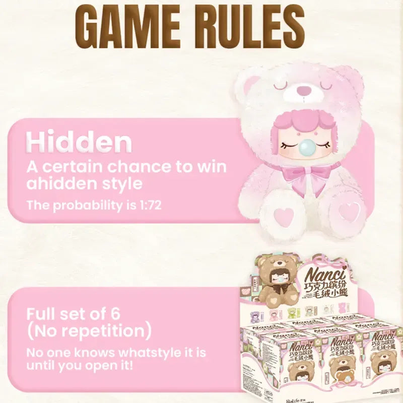 Rolife Nanci Colorful Chocolate Cutie Bears Series Plush Blind Box 1pcs