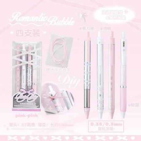 Rosy Posy Soft Ballet Ribbon Gel Pen Pink 4pcs